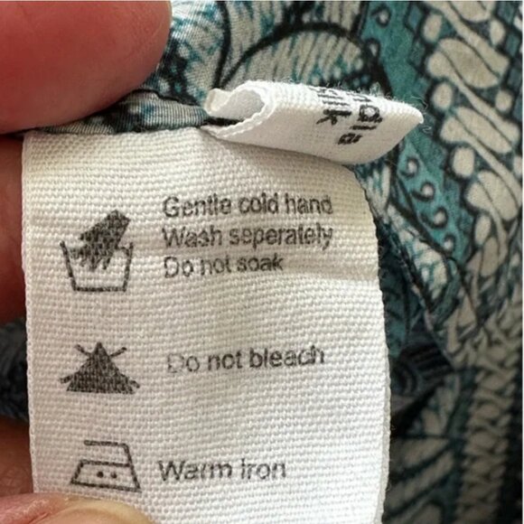 Megan Park Aulia Silk Blend Blouse Geometric Floral Block Print Size 6 - Picture 11 of 12